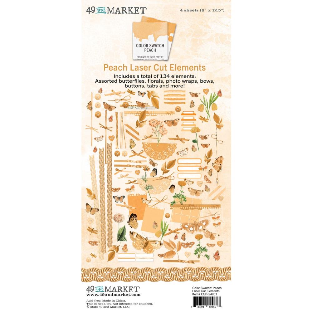 49 And Market - Laser Cut Outs - Colour Swatch Peach Elements - Crafty Divas