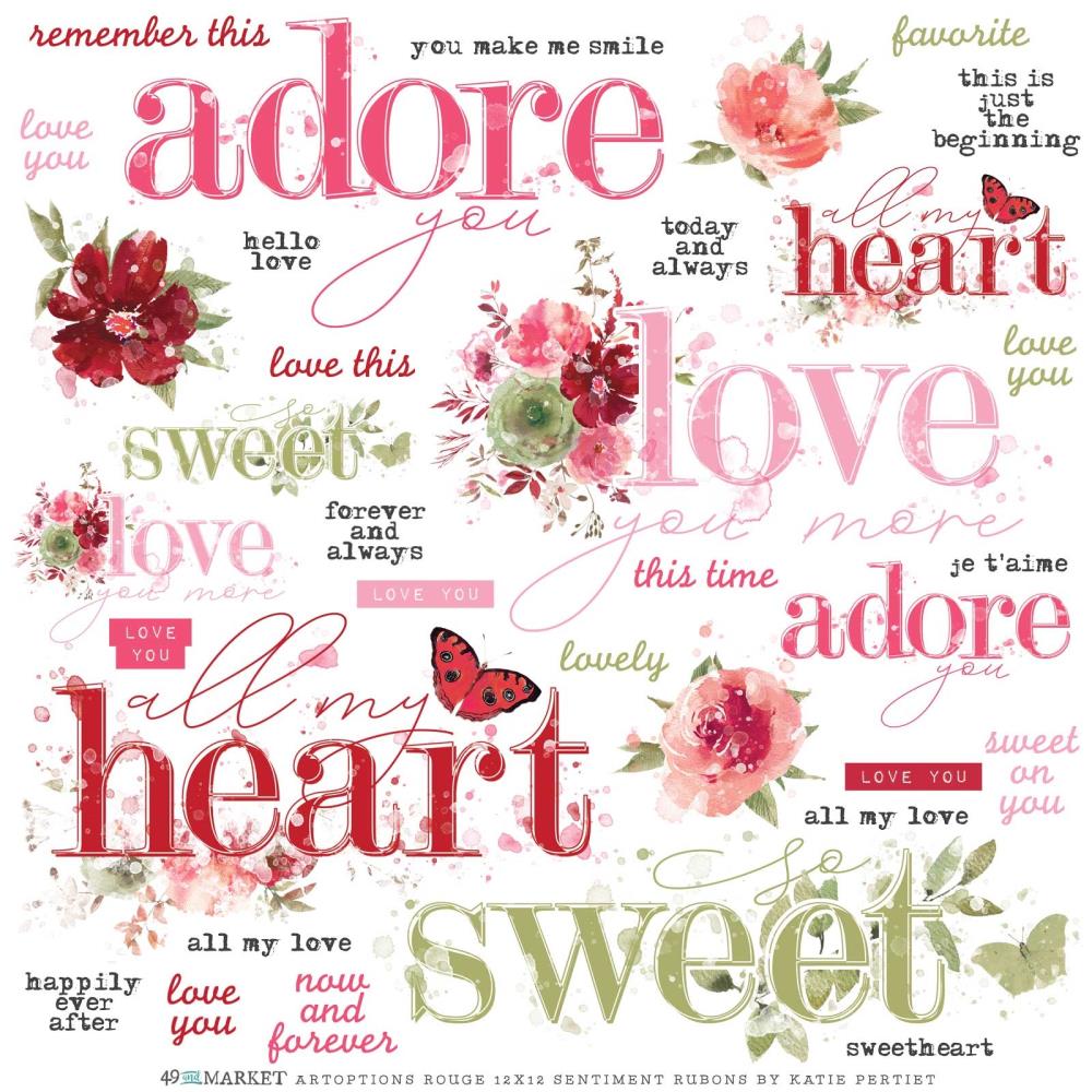 49 And Market Rub-Ons 12X12 - ARToptions Rouge Sentiments - Crafty Divas