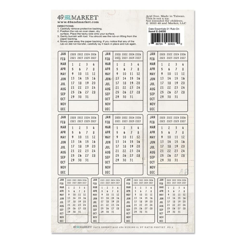 49 And Market - Rub-Ons 6 sheets - Date Essentials 01 - Crafty Divas