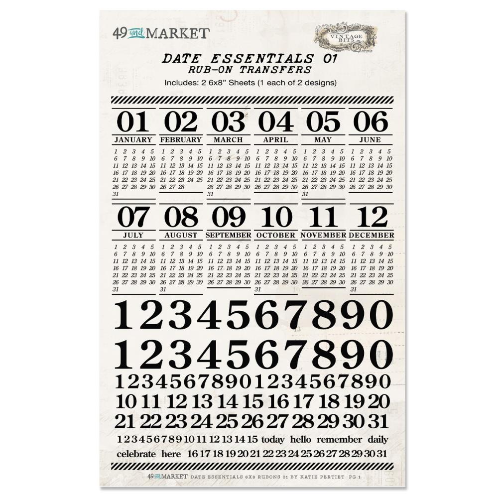 49 And Market - Rub-Ons 6 sheets - Date Essentials 01 - Crafty Divas