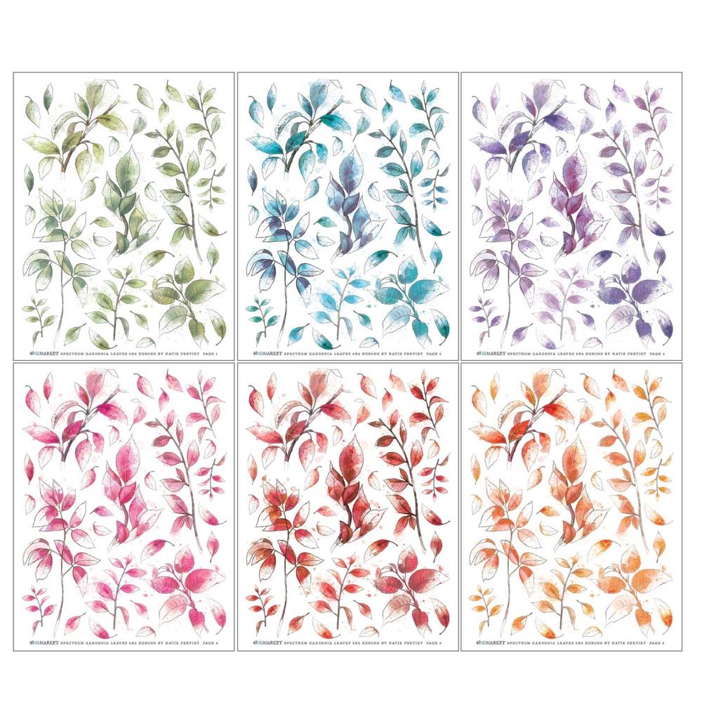 49 And Market - Rub-Ons 6 sheets Spectrum Gardenia Leaves - Crafty Divas