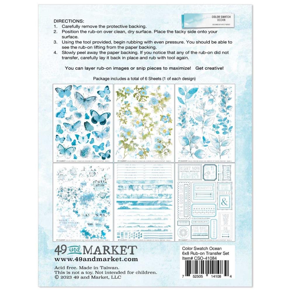 49 And Market Rub-Ons - Color Swatch: Ocean - Crafty Divas