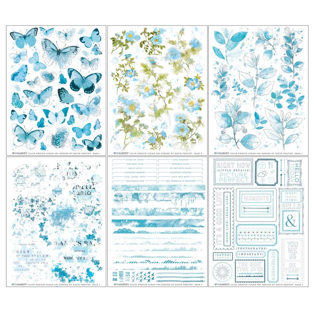 49 And Market Rub-Ons - Color Swatch: Ocean - Crafty Divas