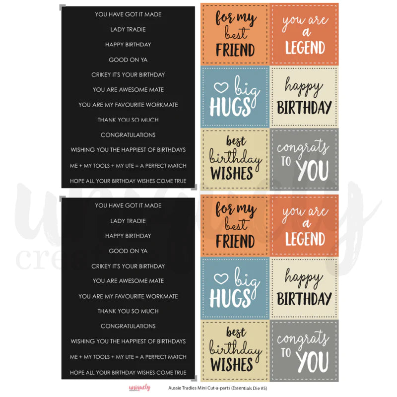 Uniquely Creative - Mini Cut-a-parts Sheet - Aussie Tradies