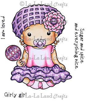 La La Land- Baby Marci with Rattle (w/ Sentiments) Rubber Stamp