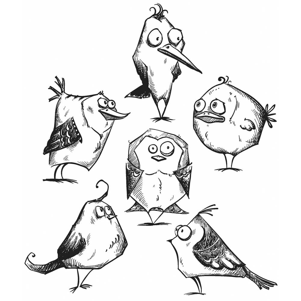 Tim Holtz Cling Rubber Stamp Set - Bird Crazy