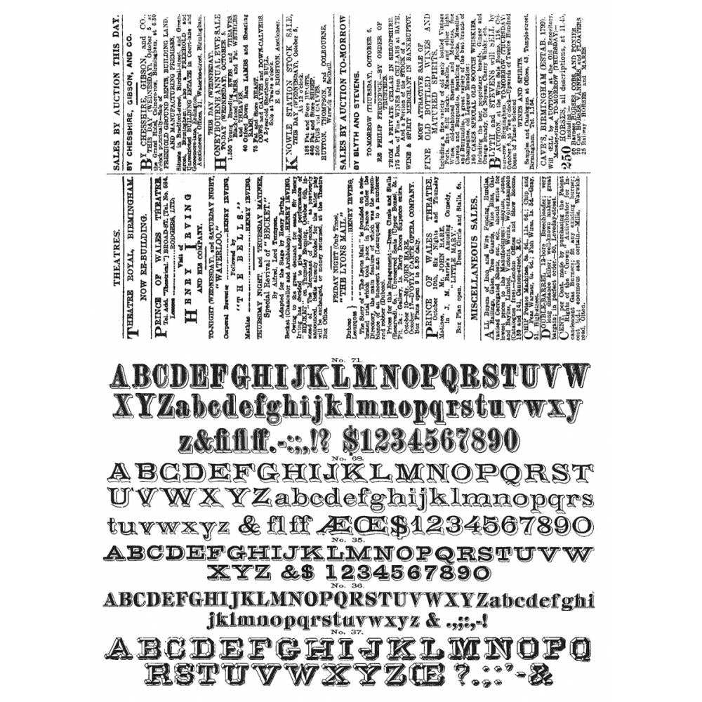 Tim Holtz Cling Stamps - Newsprint & Type