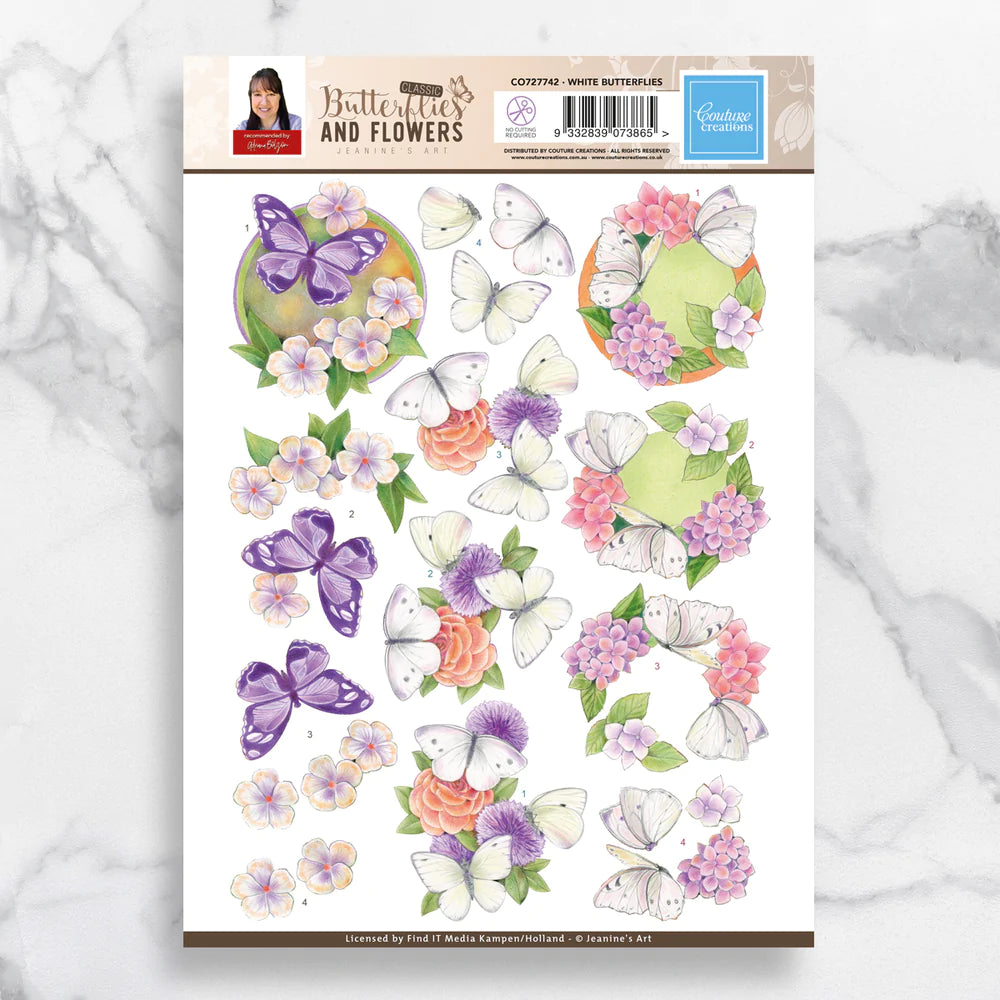 Couture Creations - 3D Push Out - Jeanine's Art - White Butterflies