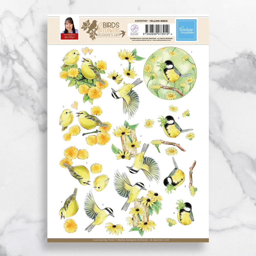 Couture Creations - 3D Push Out - Jeanines's Art - Yellow Birds