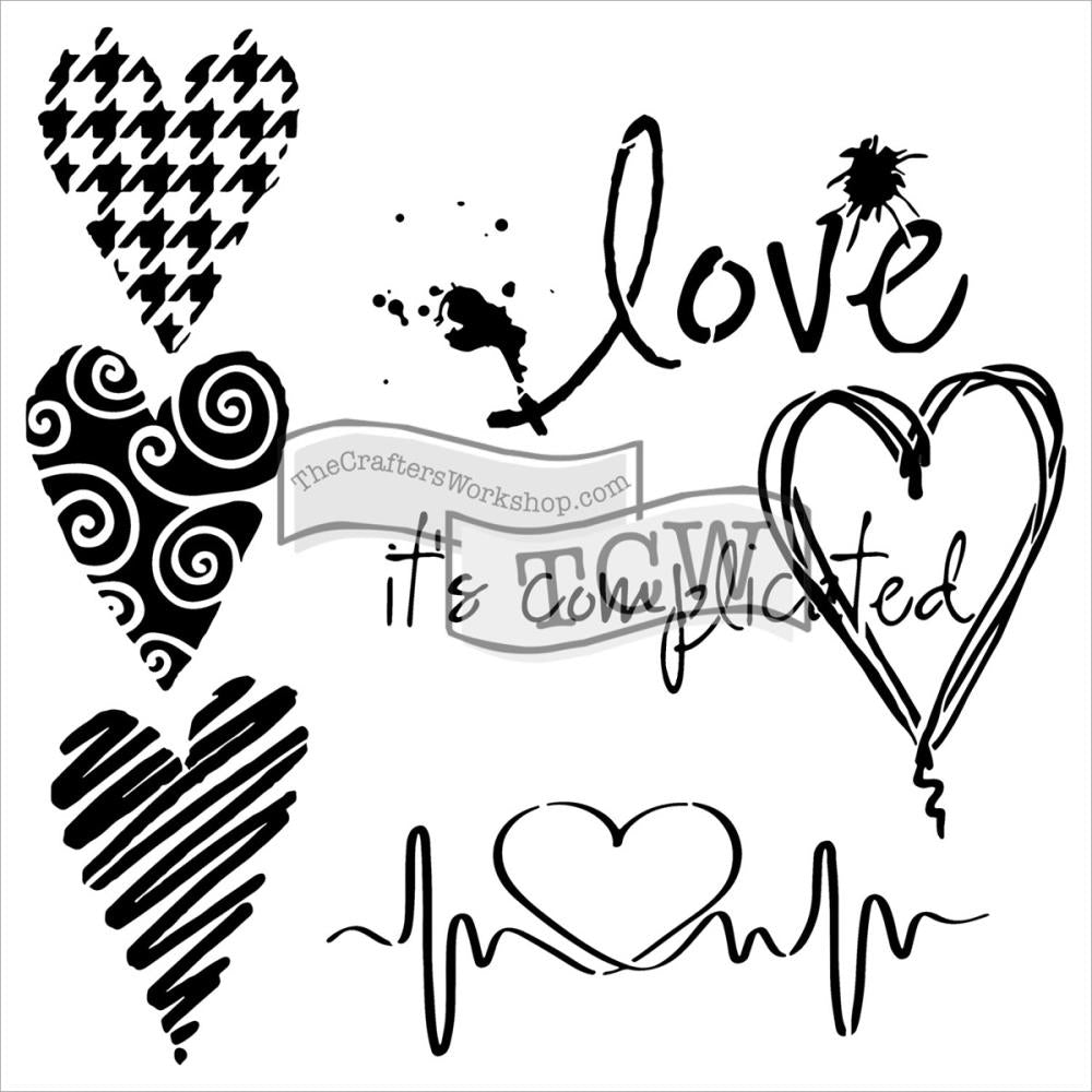 Crafter's Workshop Template 6"X6"- Complicated Hearts