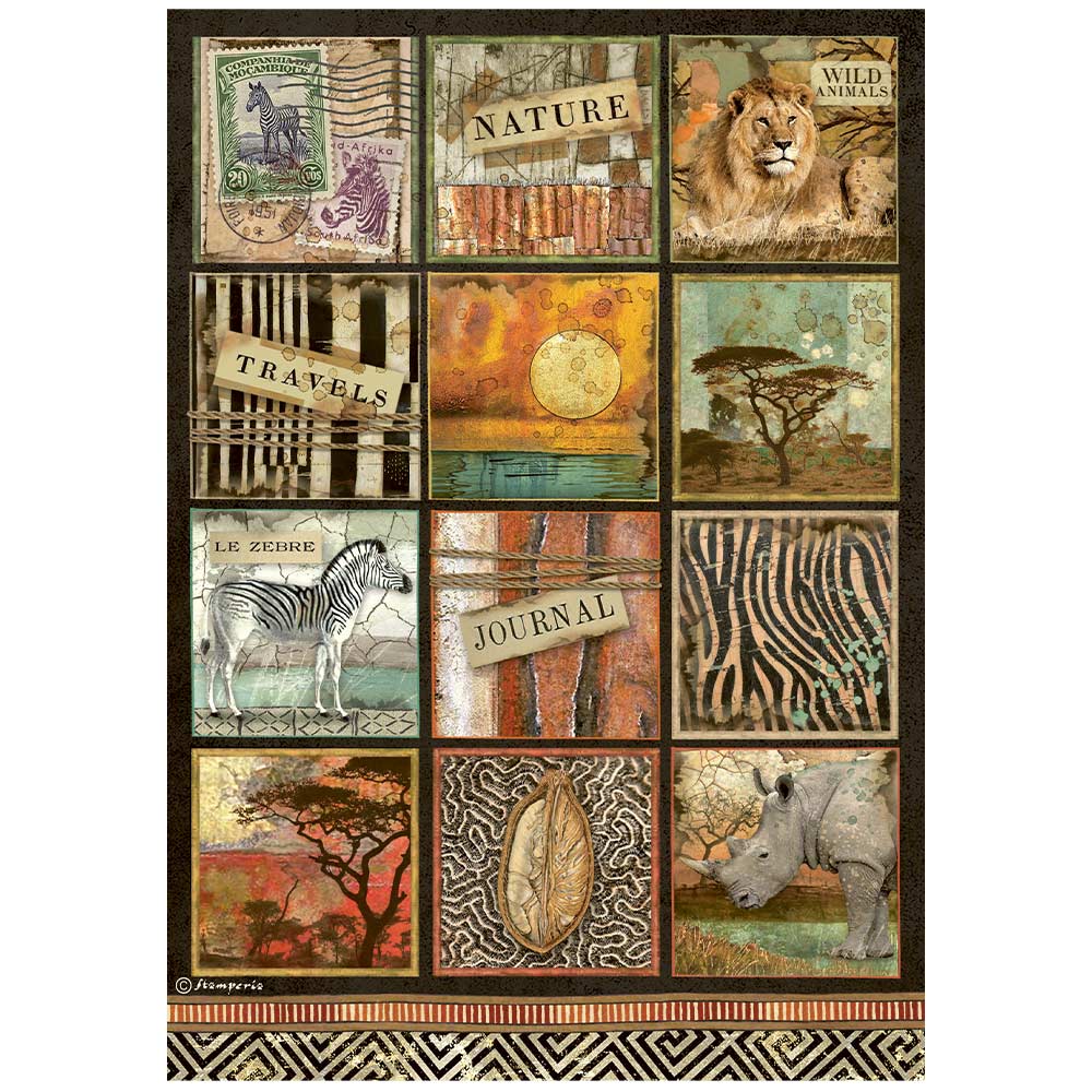 Stamperia Rice Paper Sheet A4 - Savana Square