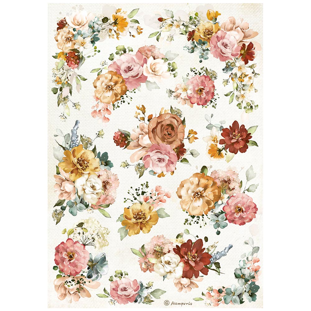 Stamperia Rice Paper Sheet A4 - Flowers Texture - Garden of Promises