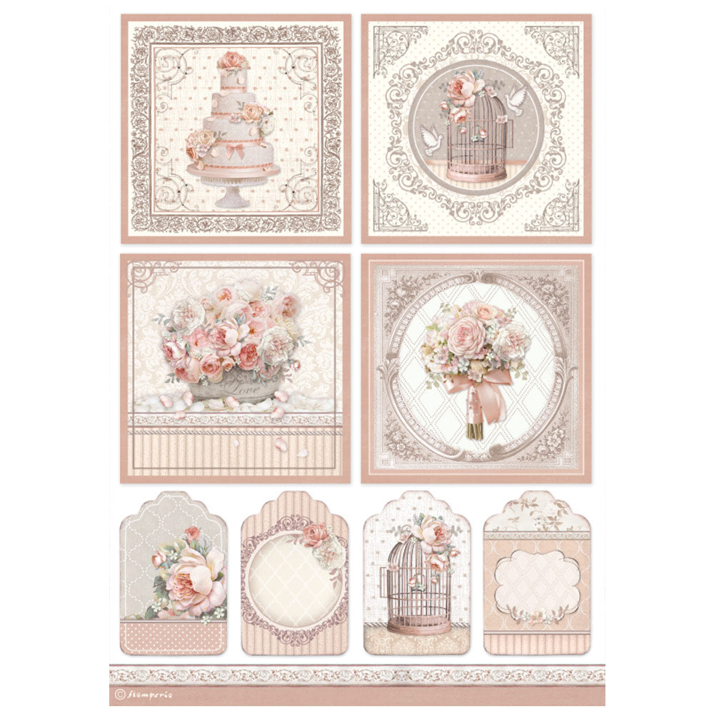 Stamperia Rice Paper Sheet A4 - Cards - You and Me