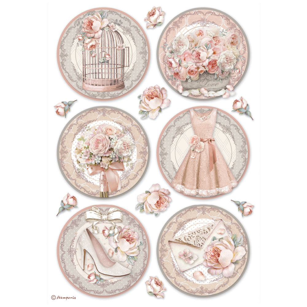 Stamperia Rice Paper Sheet A4 - Rounds - You and Me