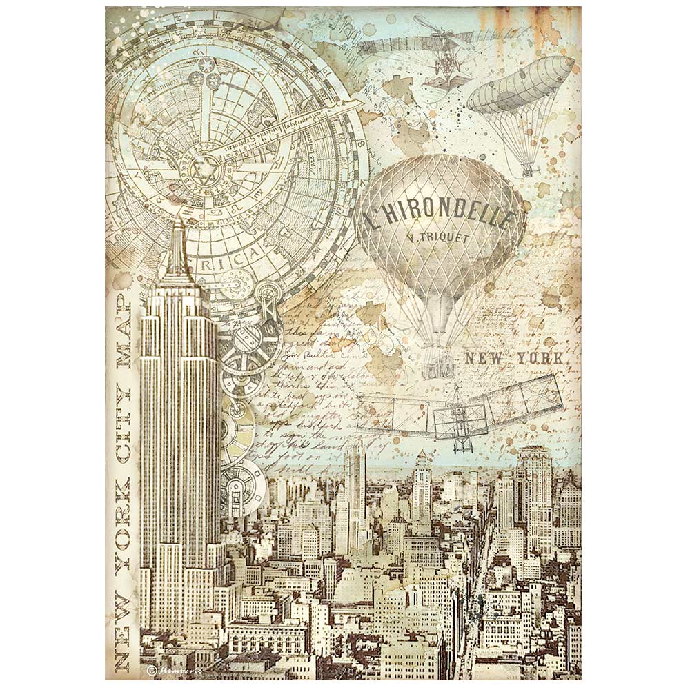 Stamperia Rice Paper Sheet A4 - New York City Map - Sir Vagabond Aviator
