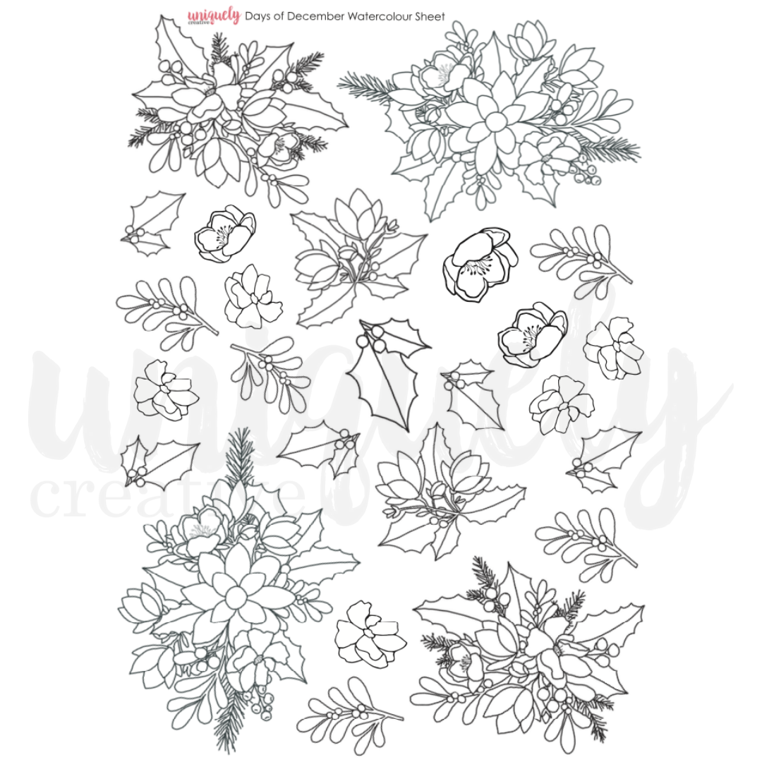 Uniquely Creative - DAYS OF DECEMBER CUT-A-PART SHEET WATERCOLOUR