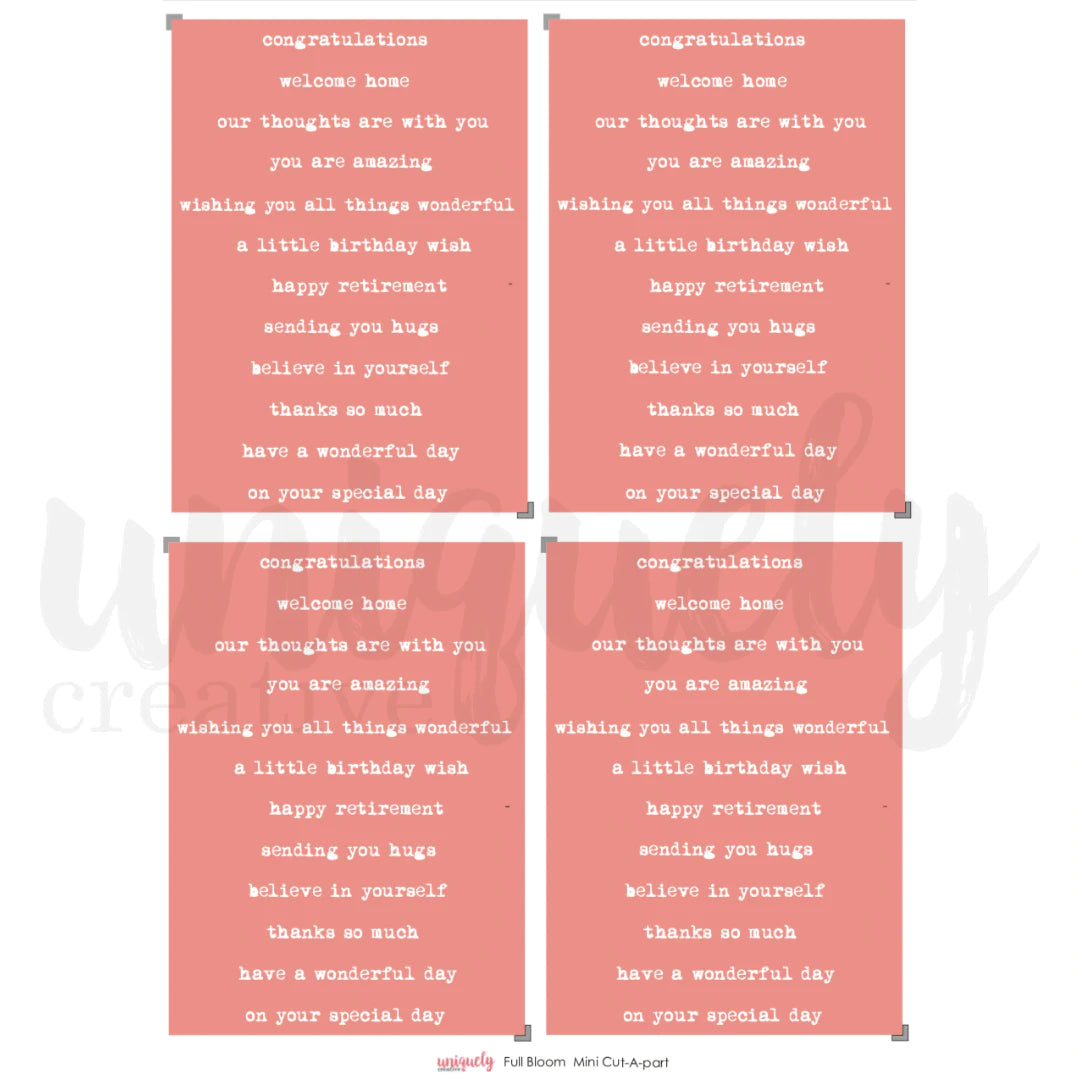 Uniquely Creative - Full Bloom Mini Cut-a-part sheet