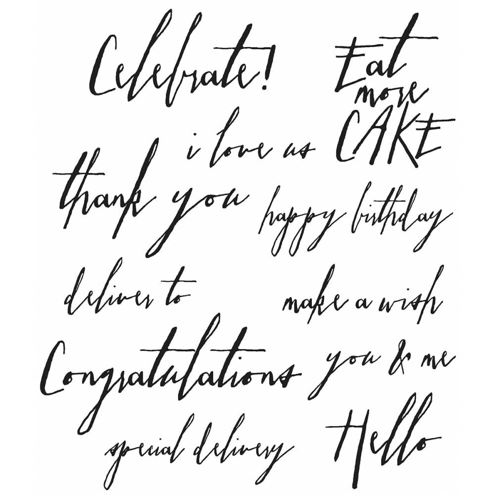 Tim Holtz Cling Rubber Stamp Set 7"X8.5"- Handwritten Sentiments