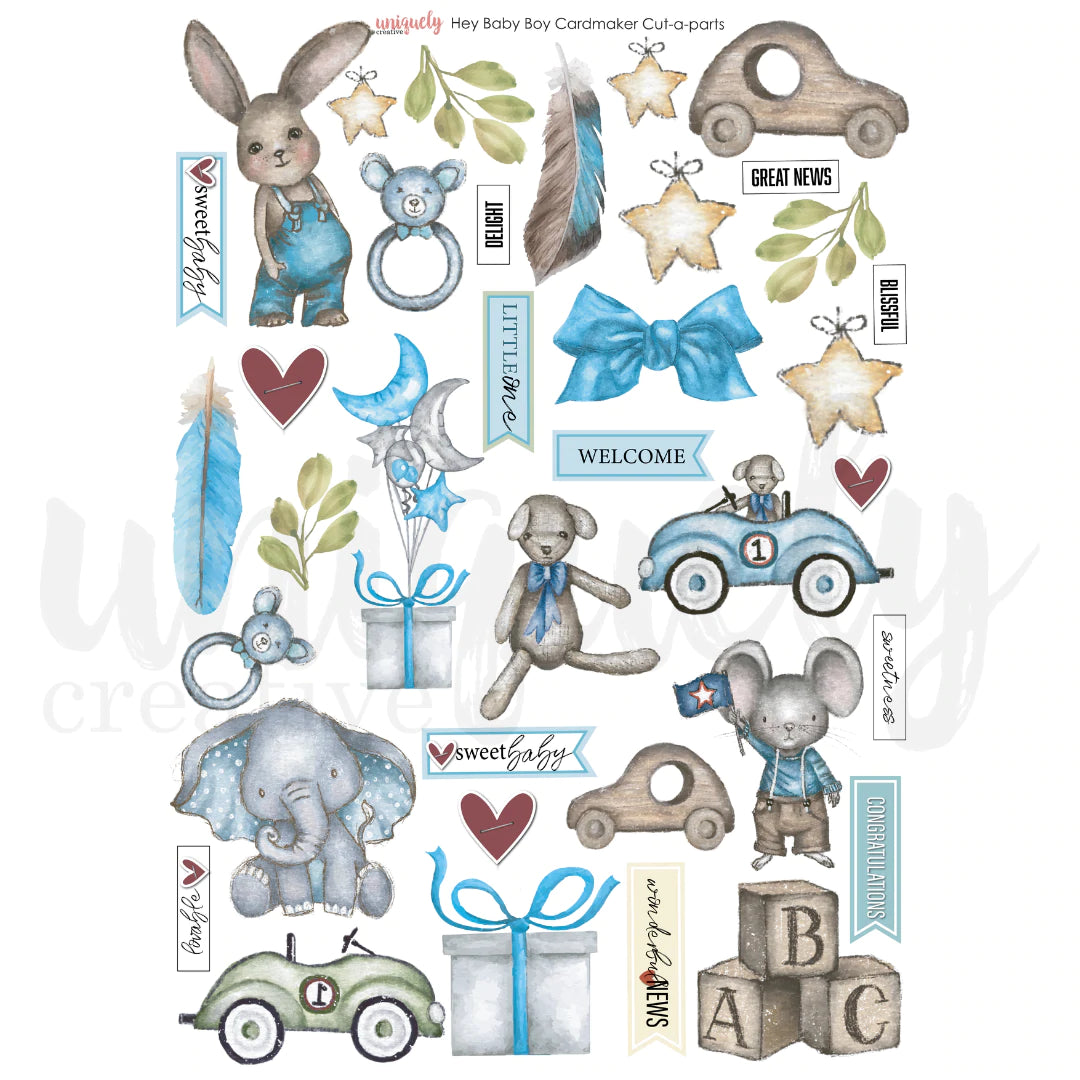 Uniquely Creative - Cardmaker Cut-a-parts Sheet - Hey Baby Boy