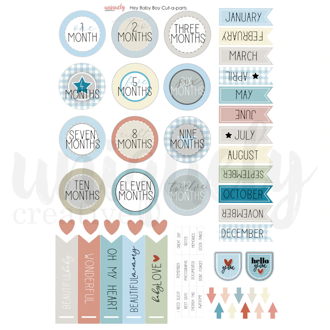 Uniquely Creative - Cut-a-parts Sheet - Hey Baby Boy