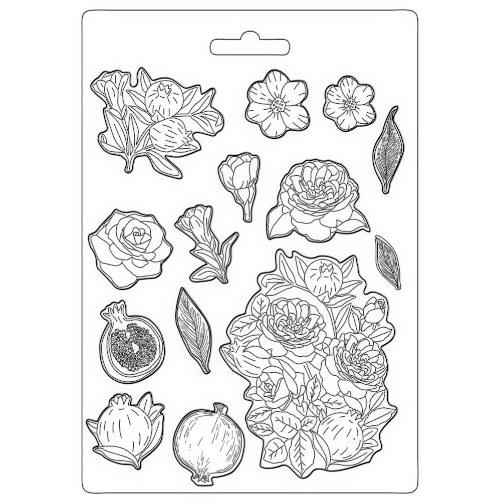 Stamperia Soft Maxi Mould - Casa Granada Pomegranade and Flowers