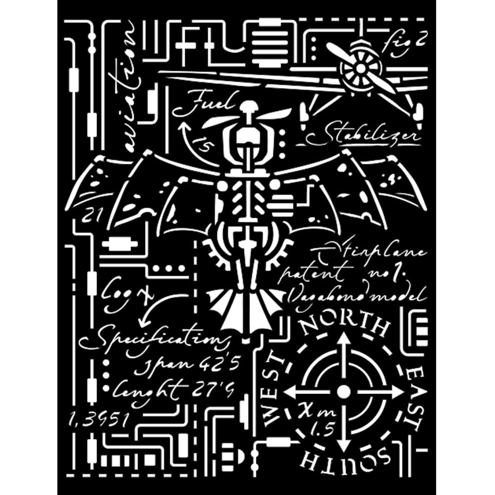 Stamperia Media Stencil - Airplane - Sir Vagabond Aviator