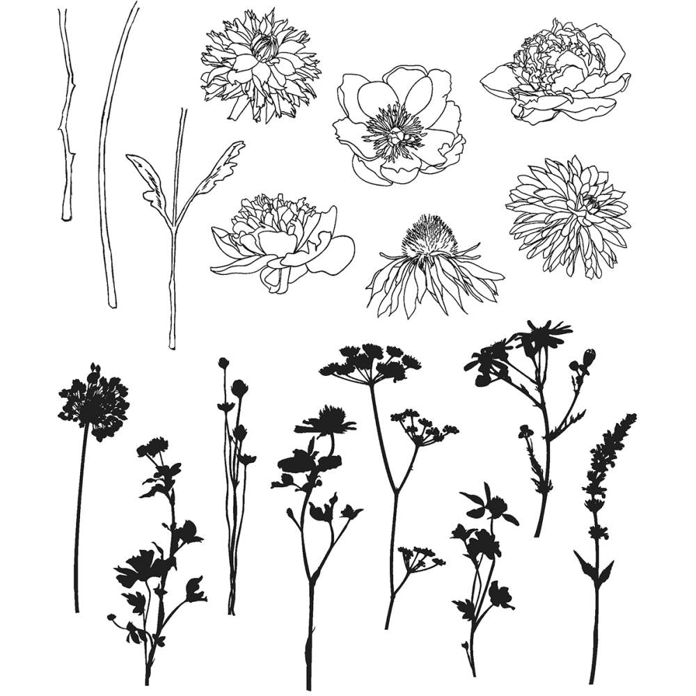 Tim Holtz Cling Stamps - Mini Bouquet 