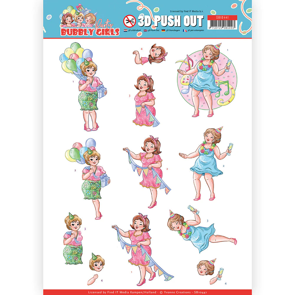 Couture Creations - 3D Push Out -  Yvonne Creations - Bubbly Girls - Party - Party Time