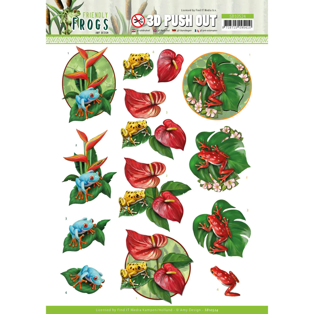 Couture Creations - 3D Push Out - Amy Design - Friendly Frogs - Poison Frogs