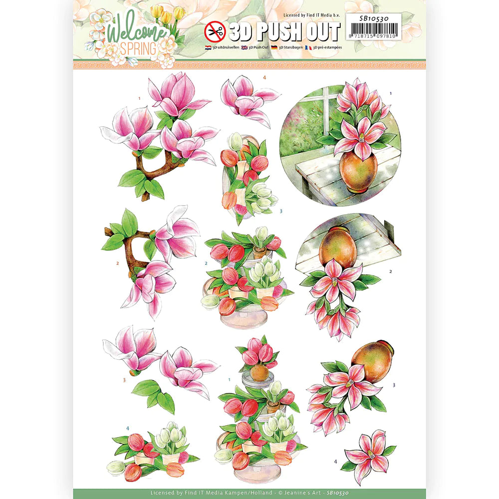 Couture Creations - 3D Push Out - Jeanine's Art Welcome Spring - Pink Magnolia