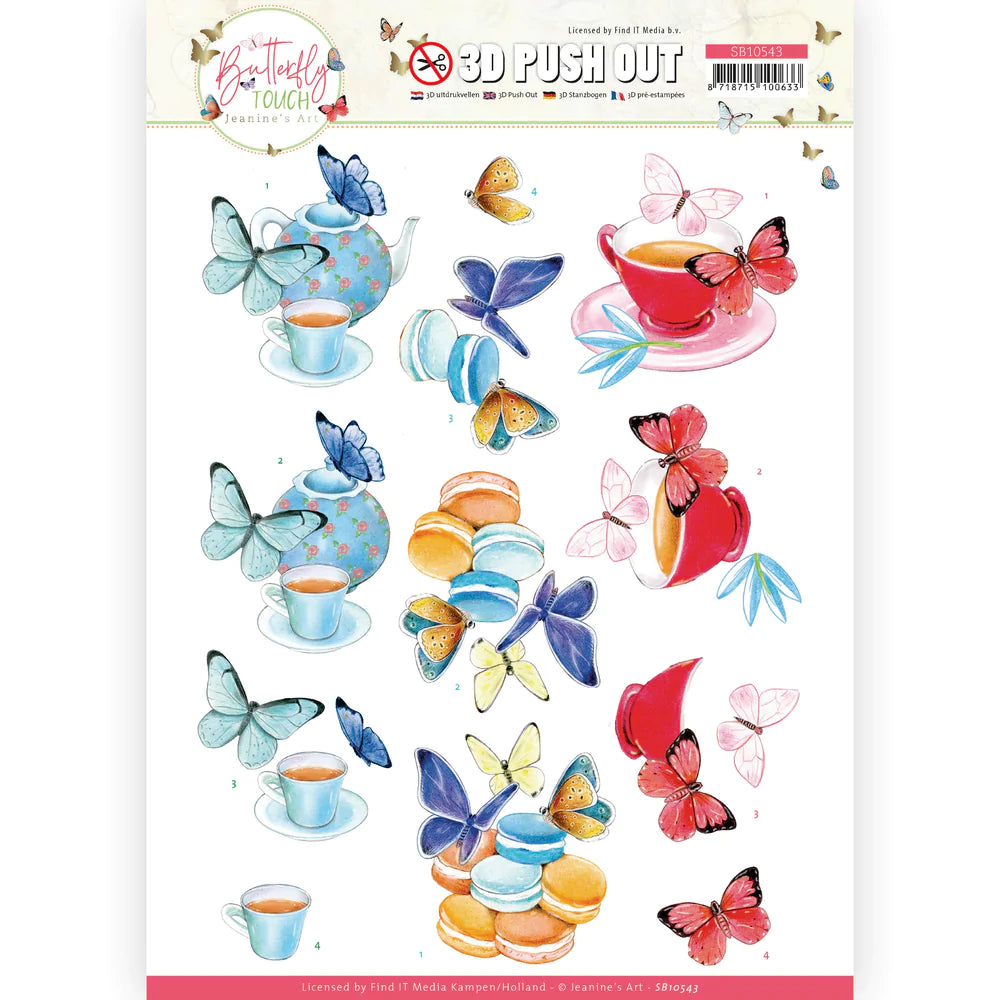 Couture Creations - 3D Push Out - Jeanine's Art - Butterfly Touch - Blue Butterfly