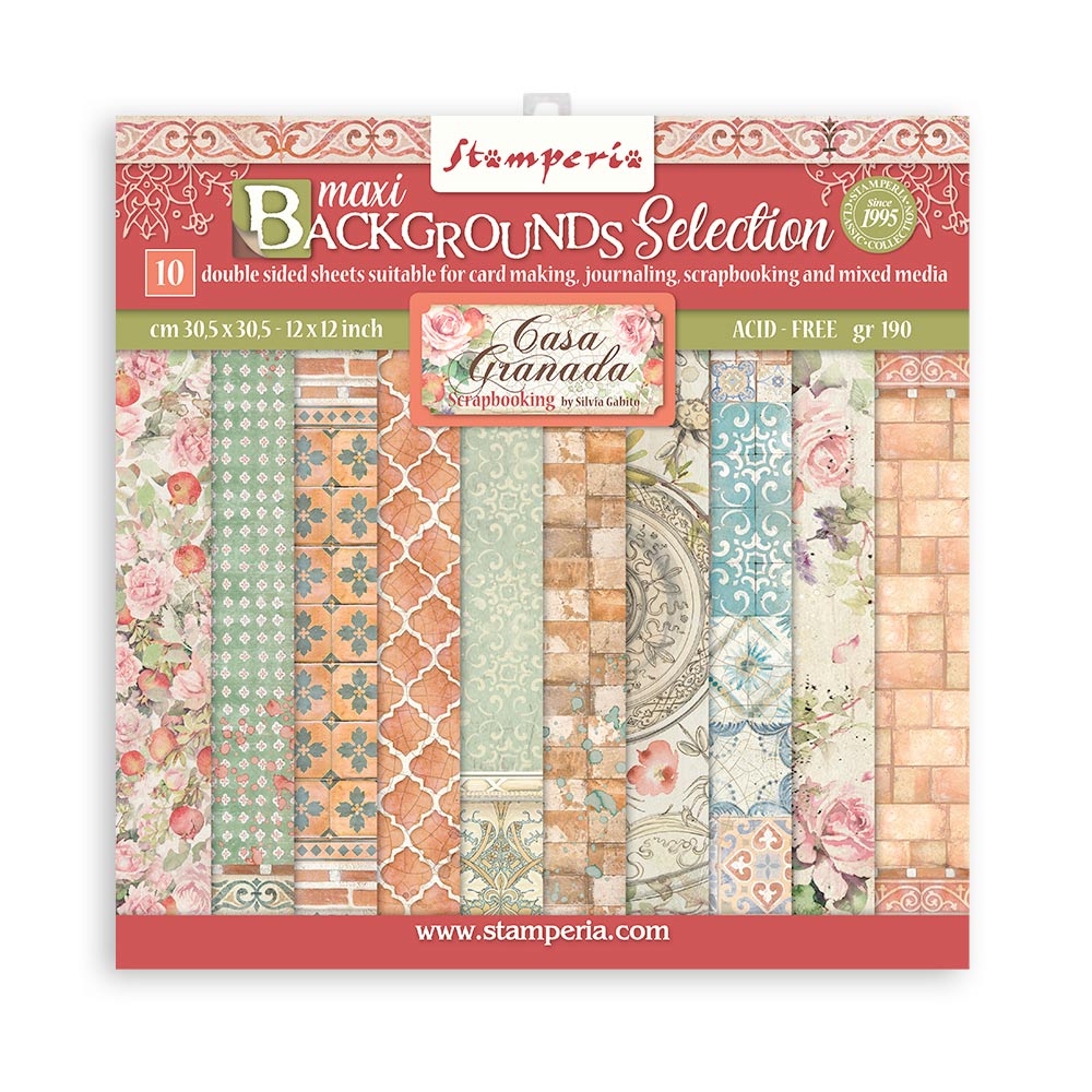 Stamperia Maxi Backgrounds Selection Double-Sided Paper Pad - 12x12 - Casa Granada