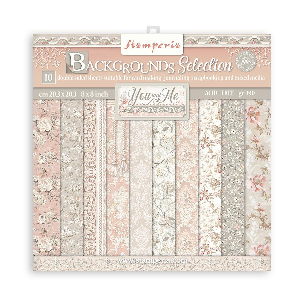 Stamperia Backgrounds Double-Sided Paper Pad 8x8 - You and Me