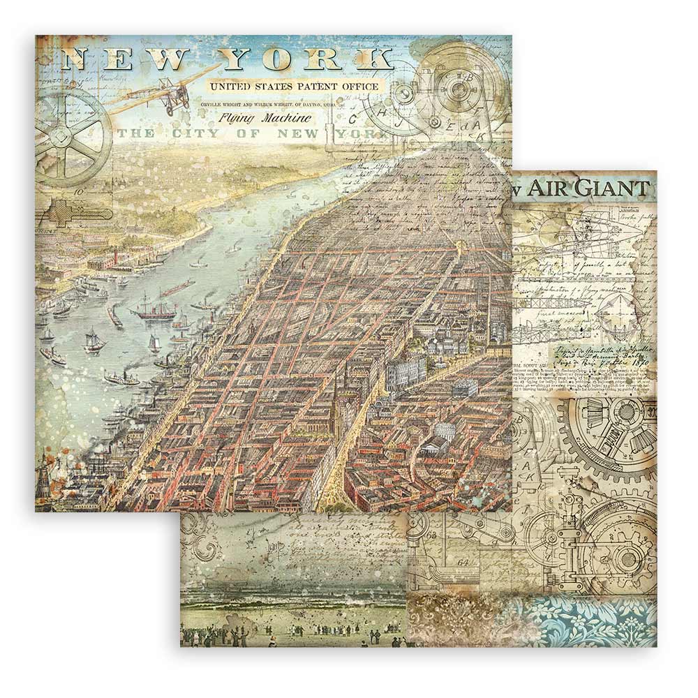 Stamperia Backgrounds Double-Sided Paper Pad 8x8 - Sir Vagabond Aviator