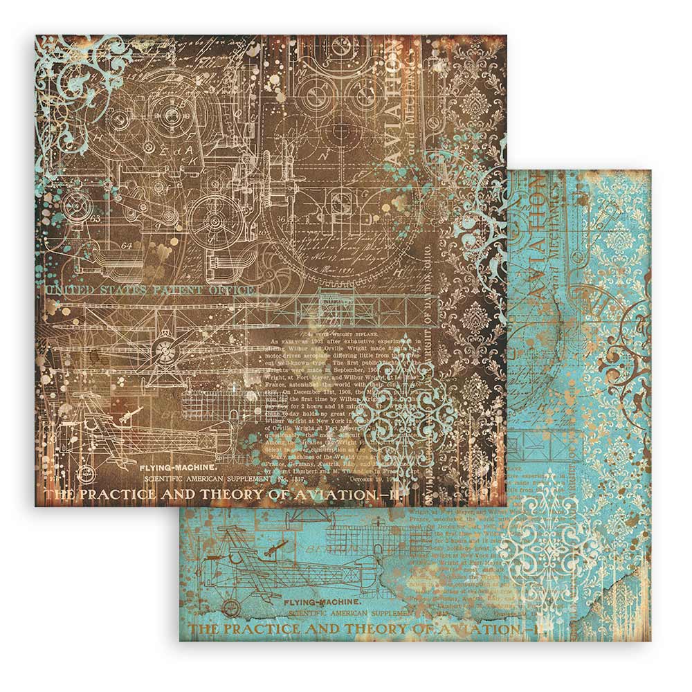 Stamperia Backgrounds Double-Sided Paper Pad 8x8 - Sir Vagabond Aviator