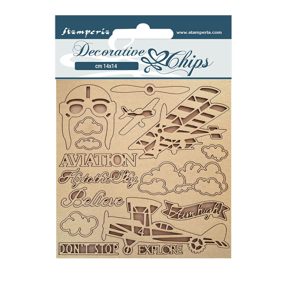 Stamperia Decorative Chips - Sir Vagabond Aviator Aviation