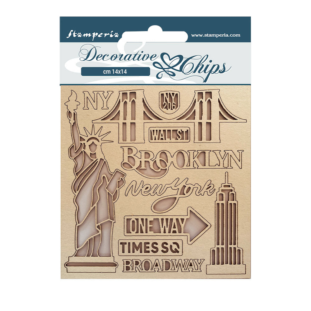 Stamperia Decorative Chips - Sir Vagabond Aviator New York