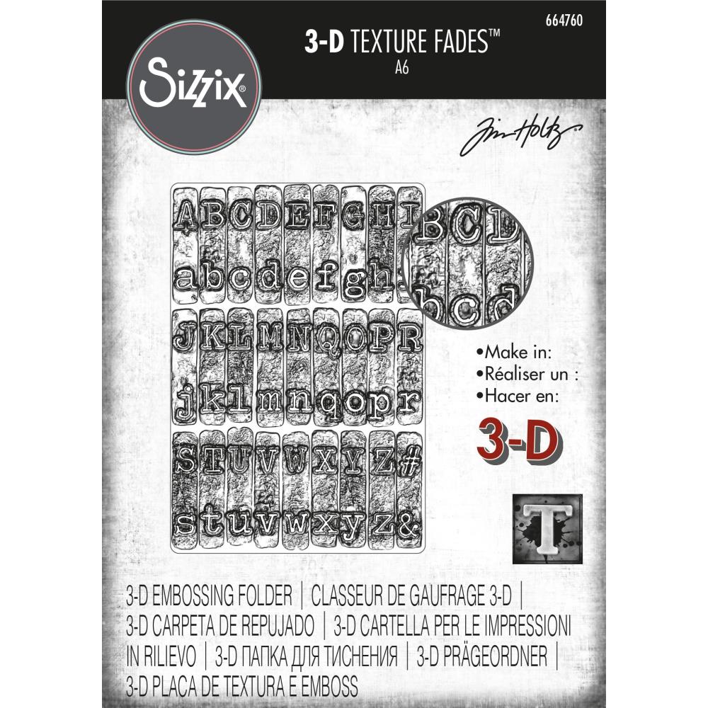 Sizzix 3D Texture Fades Embossing Folder By Tim Holtz - Typewriter