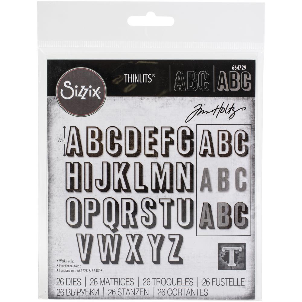 Sizzix Thinlits Dies By Tim Holtz - Alphanumeric Shadow Upper