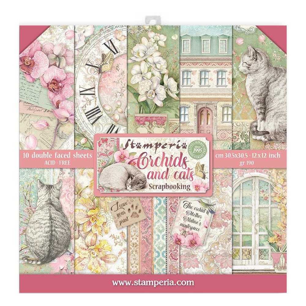 Stamperia Double-Sided Paper Pad - Orchids & Cats