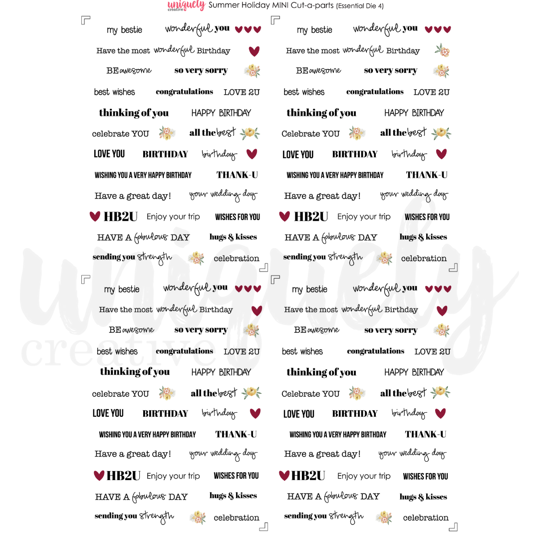 Uniquely Creative - SUMMER HOLIDAY MINI - Cut-A-Part Sheet