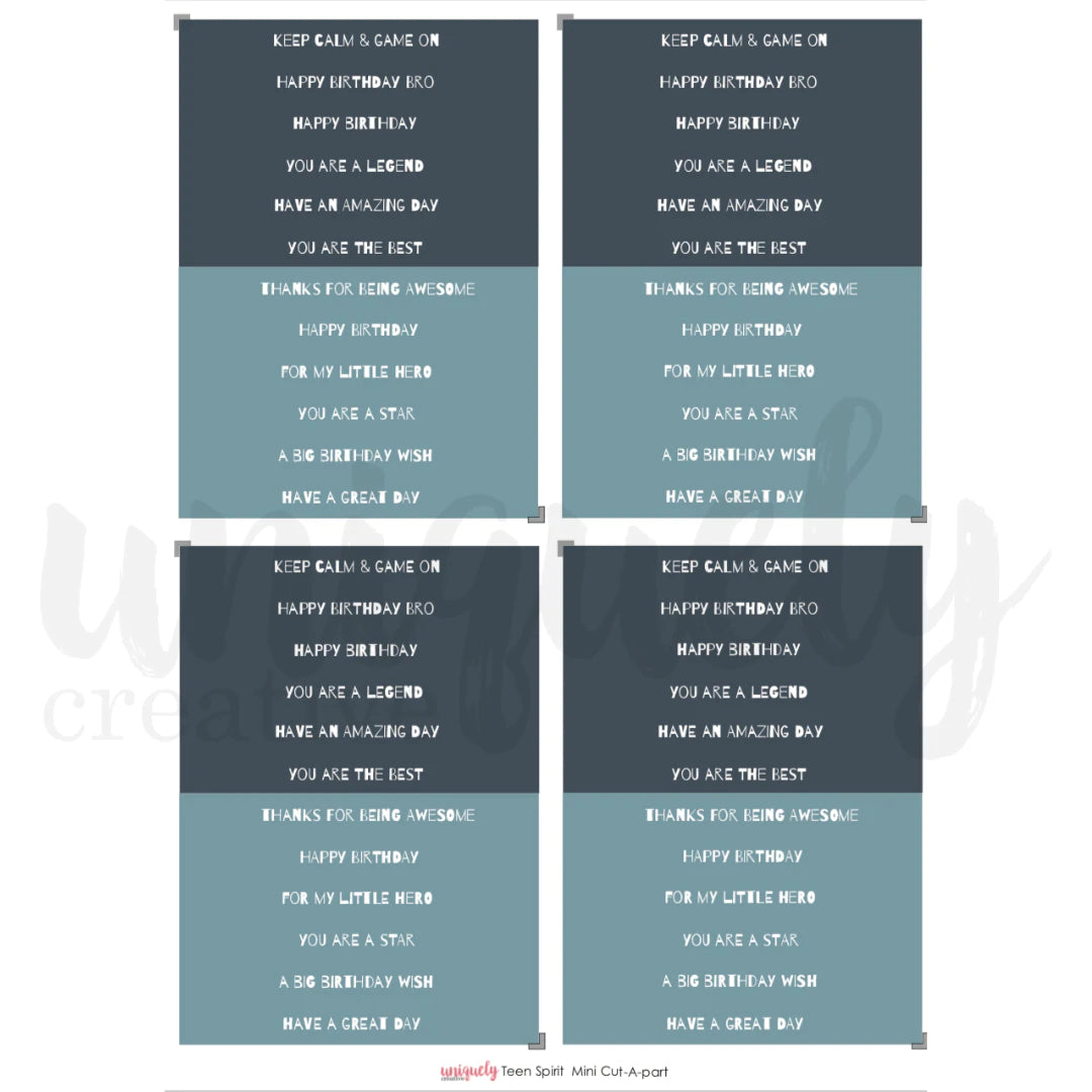 Uniquely Creative - Teen Spirit Mini Cut-a-part sheet