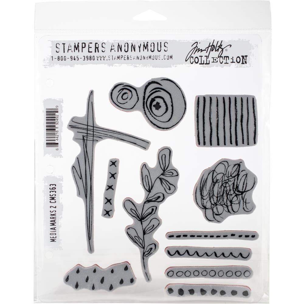 Tim Holtz Cling Rubber Stamp Set - Media Marks 2