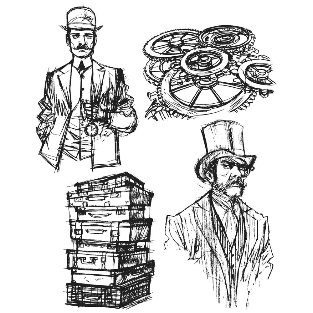 Tim Holtz Cling Rubber Stamp Set - Time Travelers