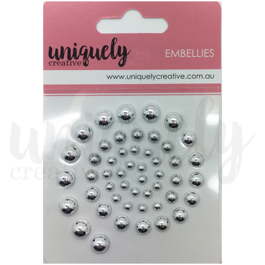 Uniquely Creative Silver Pearls – 50 self-adhesive embellishments for scrapbooking, card making, and craft projects.