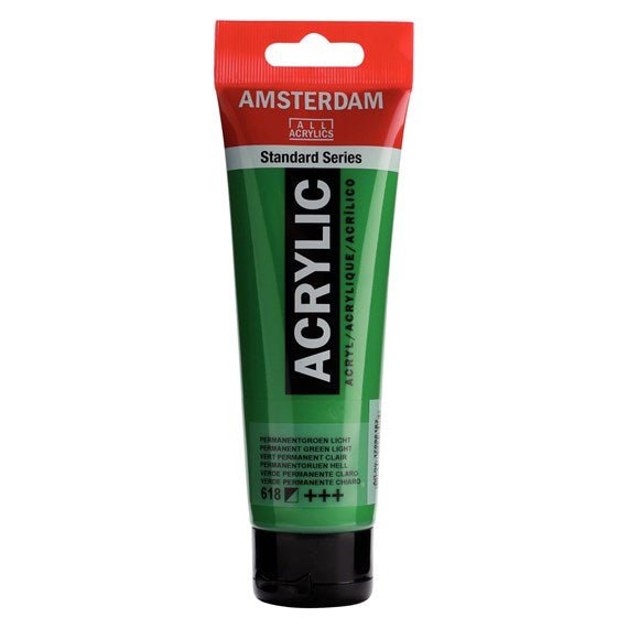 Amsterdam All Acrylics Paint - Permanent Green Light 618 - Crafty Divas