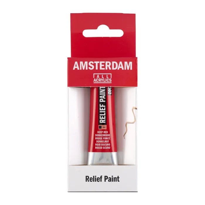 Amsterdam Relief Paint 20ml Deep Red 302 - Crafty Divas