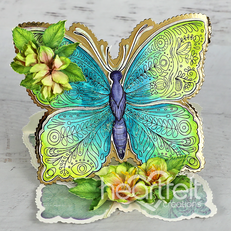 Heartfelt Creations - Large Floral Butterfly Cling Stamp Set...