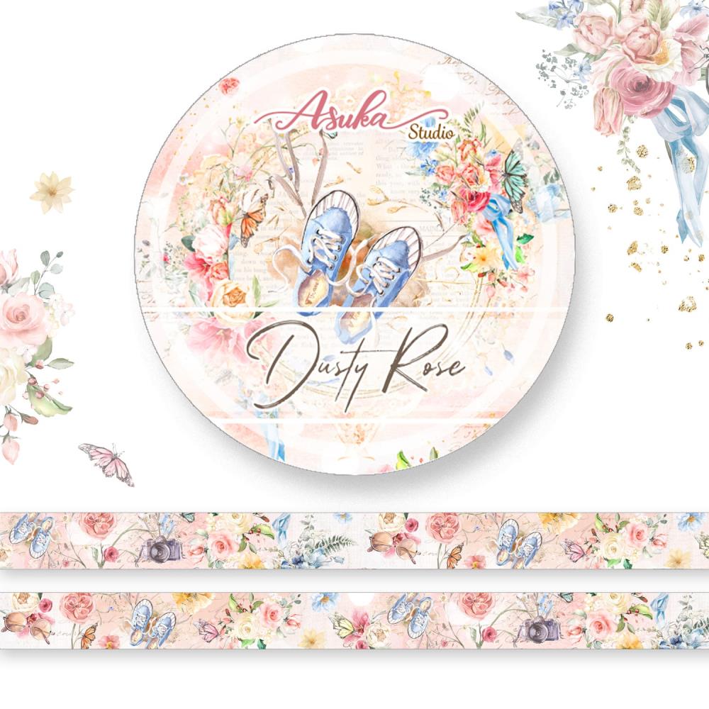 Asuka Studio Washi Tape 15mmX5m - Dusty Rose 1 - Crafty Divas