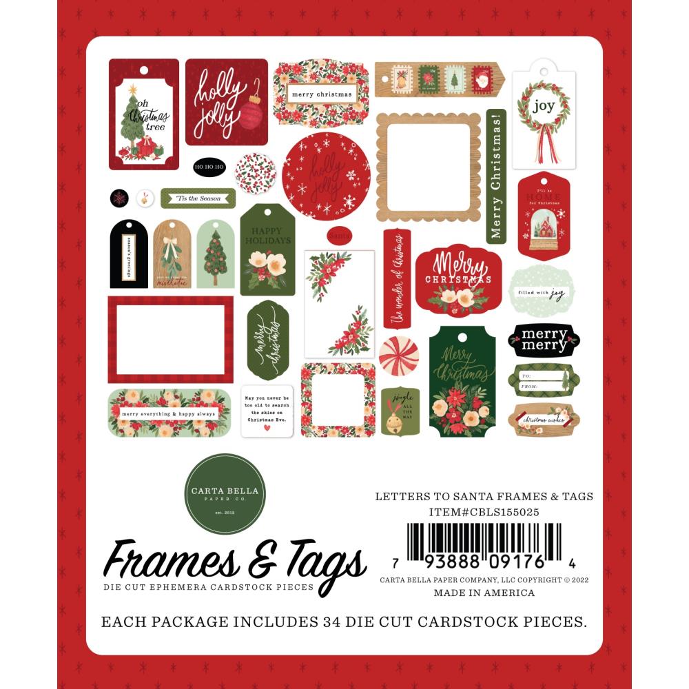 Carta Bella Cardstock Ephemera - Frames & Tags Letters To Santa - Crafty Divas